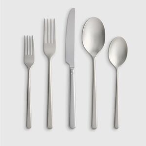 Quince Stainless Steel Flatware Set in Brushed Silver Finish